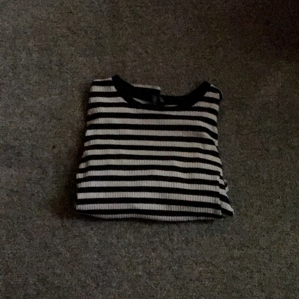 Black and white stripped cropped long sleeve shirt from wild fable
